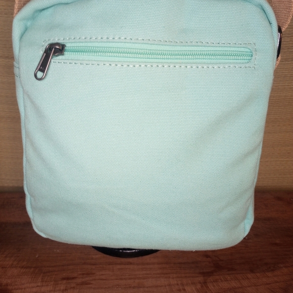 LEAPER Crossbody Messenger  Canvas Bag Mint Green Turquoise Southwestern Style - Picture 7 of 17